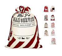 LessMo Christmas Santa Sack, Large Canvas Bag with Drawstring, [Place to Write Wishes] Reusable Event Party Supplies Cotton Bag Party Favors for Large Xmas Package Storage