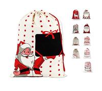 LessMo Christmas Santa Sack, Large Canvas Bag with Drawstring, [Place to Write Wishes] Reusable Event Party Supplies Cotton Bag Party Favors for Large Xmas Package Storage