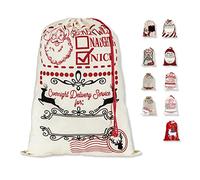LessMo Christmas Santa Sack, Large Canvas Bag with Drawstring, [Place to Write Wishes] Reusable Event Party Supplies Cotton Bag Party Favors for Large Xmas Package Storage