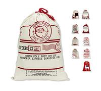 LessMo Christmas Santa Sack, Large Canvas Bag with Drawstring, [Place to Write Wishes] Reusable Event Party Supplies Cotton Bag Party Favors for Large Xmas Package Storage