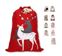 LessMo Christmas Santa Sack, Large Canvas Bag with Drawstring, [Place to Write Wishes] Reusable Event Party Supplies Cotton Bag Party Favors for Large Xmas Package Storage
