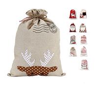 LessMo Christmas Santa Sack, Large Canvas Bag with Drawstring, [Place to Write Wishes] Reusable Event Party Supplies Cotton Bag Party Favors for Large Xmas Package Storage