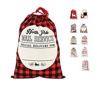 LessMo Christmas Santa Sack, Large Canvas Bag with Drawstring, [Place to Write Wishes] Reusable Event Party Supplies Cotton Bag Party Favors for Large Xmas Package Storage