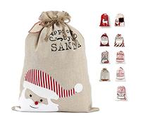 LessMo Christmas Santa Sack, Large Canvas Bag with Drawstring, [Place to Write Wishes] Reusable Event Party Supplies Cotton Bag Party Favors for Large Xmas Package Storage