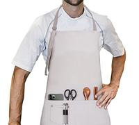 LessMo Cooking Apron, BBQ Apron with Adjustable Neck Strap With Two Pockets, 100% Cotton Professional Quality for Home, Restaurant, Craft, Garden, BBQ, School, Coffee House, 70 x 85 cm, Grey