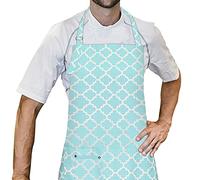 LessMo Cooking Apron, Kitchen Apron with 3 Pockets, BBQ Apron with Adjustable Neck Strap for Home, Restaurant, Craft, Garden, Coffee House, Apron for Men Women, 100% Cotton (GraGREEN)