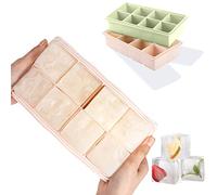LessMo Ice Cube Tray, 2 Pack XXL Silicone Large 2 Inch Ice Cube Molds with Lids, for Whiskey, Cocktails & Wine (Green and Pink)