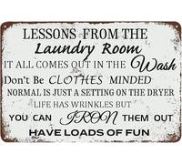 Lessons From The Laundry Room Rules Farmhouse Aluminum Tin Sign Metal Wall Art Decorations Iron Painting for Indoor Outdoor Home Decor Room Door Accessories Poster Housewarming Gifts 8"x12"