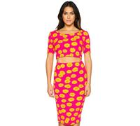 LessThanTenQuid Ladies Womens Floral Print Crop Top And Midi Bodycon Skirt Co-Ord Set Size 8-14 (M/L to fit UK 12-14)