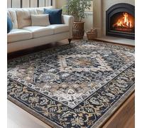 Lessymo Washable Area Rug 5x7 Living Room, Soft Bedroom Rugs Black Brown