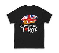 Lest We Forger Union Jack T-Shirt - British Remembrance Day 2025 Tee - Poppy Armed Forces Memorial Top for Men Women Unisex Kids Adults Gift (Black, 4XL)