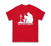Lest We Forget Armed Forces Day Remembrance T-Shirt - Great Britain Military Veterans UK Heroes Tribute Unisex Kids Adult Top (Red, 12 Years)
