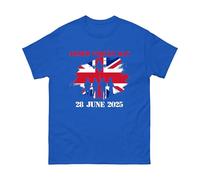 Lest We Forget Armed Forces Day T-Shirt - 28th June Great Britain Military Veterans Tribute Union Jack Gift Unisex Kids Adults Top (Royal, XL)