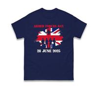 Lest We Forget Armed Forces Day T-Shirt - 28th June Great Britain Military Veterans Tribute Union Jack Gift Unisex Kids Adults Top (Navy, 4XL)