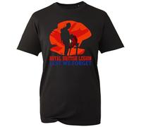 Lest We Forget British Legion Remembrance Day T-Shirt - Poppy Memorial Tee Top Honour Our Heroes Top for Men and Women (Black, L)