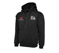 LEST We Forget Embroidered Hoodie Poppy Flower Armed Forces Day Top(S, Black)