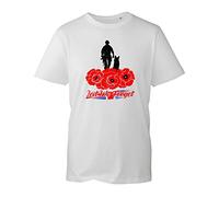 Lest We Forget Flower T-Shirt, British Arm Remembrance Day Unisex Kids Adults Top (White, 3 Years)