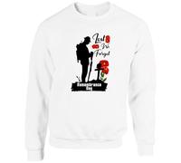 Lest We Forget Honour Heros Jumper, Fallen Soldier Silhouette Poppy Flower Design UK Patriot Remembrance Day Sweatshirt, Gift Unisex Top(XL, White)