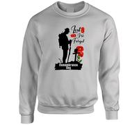 Lest We Forget Honour Heros Jumper, Fallen Soldier Silhouette Poppy Flower Design UK Patriot Remembrance Day Sweatshirt, Gift Unisex Top(M, Heather Grey)