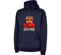 Lest We Forget Hoodie Remembrance Day Royal British legion Lest We Forget UK Flag UK Military Vintage Independence Day Union Jack Flag Unisex Adult Kids Hooded Wear