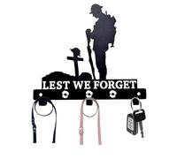 Lest We Forget Key Hanger | Metal War Memorial Wall Hook | Powder Coated Finish | Fixings Included | Remembrance Gift | Key Rack | Military Tribute