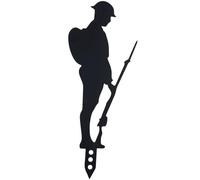Lest We Forget Metal Soldier Silhouette Statue Stakes - 12" Memorial Garden Ornaments for Remembrance Day