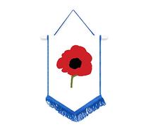 Lest We Forget Poppy Car / Wall Pennant With Blue Border Fantastic Souvenir