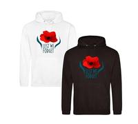 Lest We Forget Poppy Flower Hoodie, Armed Forces Day British UK Flag Remembrance Day Kids Adults Unisex Hoodie(M, White)