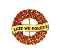 Lest We Forget Poppy Wreath Brooch Pin, Red Enamel Flowers Poppy Brooch Gifts for Women Men