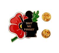 Lest We Forget Red Poppy Lapel Pin Remembrance Day Badge Brooch Veteran Soldier Gifts Memorabilia