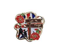 Lest We Forget Red Poppy Pin Badge Brooch Remembrance Day Union Jack Flag Decorations Veteran Gifts Memorabilia