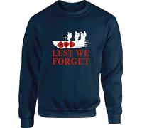 Lest We Forget Remembrance Day Jumper Sweat Shirt Poppy Flower UK Armed Forces In the Memory of Martyrs Gift For GF/BF Gift For Family & Friends Gift For Kids Unisex Top (Navy, 5 Years)