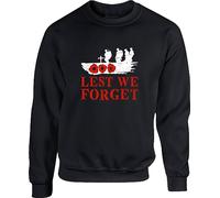 Lest We Forget Remembrance Day Jumper Sweat Shirt Poppy Flower UK Armed Forces In the Memory of Martyrs Gift For GF/BF Gift For Family & Friends Gift For Kids Unisex Top (M, Black)