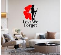 Lest We Forget Remembrance Day Personalized Soldier Wall Stickers Soldier Window Car Van Poppy Patriotic Decor Vinyl Quote Decal Self-Adhesive Memory Heroes (Wall Art Matt Vinyl, 58x40 cm)