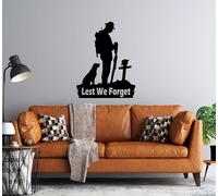 Lest We Forget Remembrance Day Personalized Wall Stickers Soldier Dog Window Car Van Poppy Patriotic Decor Vinyl Quote Decal Self-Adhesive Memory Heroes (Standard Gloss Vinyl, 74x58 cm)