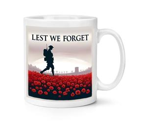 Lest We Forget Remembrance Day Poppy 10oz Mug Cup Field Soldier