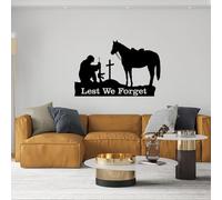 Lest We Forget Remembrance Day Poppy Personalized Wall Stickers Kneeling Soldier Window Car Horse Patriotic Decor Vinyl Quote Decal Self-Adhesive Memory Heroes (Standard Gloss Vinyl, 38x58 cm)