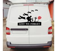 Lest We Forget Remembrance Day Poppy Personalized Wall Stickers Soldier Airplane Window Car Van Patriotic Decor Vinyl Quote Decal Self-Adhesive Memory Heroes (Wall Art Matt Vinyl, 58x83 cm)
