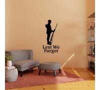 Lest We Forget Remembrance Day Poppy Personalized Wall Stickers Soldier Quote Window Car Van Patriotic Decor Vinyl Decal Self-Adhesive Memory Heroes (Standard Gloss Vinyl, 58x29 cm)