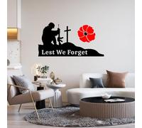 Lest We Forget Remembrance Day Poppy Personalized Wall Stickers Soldier Window Car Van Patriotic Decor Vinyl Quote CROS Decal Self-Adhesive Memory Heroes (Wall Art Matt Vinyl, 30x58 cm)