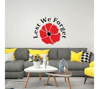 Lest We Forget Remembrance Day Poppy Personalized Wall Stickers Soldier Window Car Van Patriotic Decor Vinyl Quote Decal Self-Adhesive Memory Heroes (Standard Gloss Vinyl, 58x69 cm)