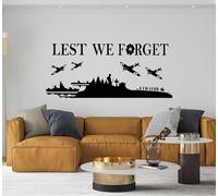 Lest We Forget Remembrance Day Ship Poppy Personalized Wall Stickers Soldier Window Car Van Patriotic Decor Vinyl Quote Decal Self-Adhesive Memory Heroes (Standard Gloss Vinyl, 84x195 cm 2 Parts)