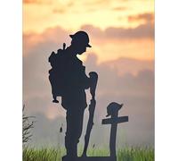 LEST WE FORGET SOLDIER Garden Ornament Statue Decor Lawn Spike Remembrance Day, Metal Iron