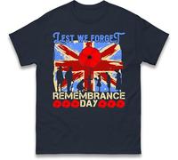 Lest We Forget T-Shirt,Remembrance Day commemorations,Soldier Sacrifices,Patriotic,British War,World War,Victory,Armistice Day,UK Army,Memorial Unisex Gift Top Navy