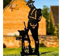 Lest We Forget Tommy Soldier Silhouette Military Statue Remembrance Day Sculpture Army Poppy Metal Art Figurine Veteran Tribute Garden Memorial Ornament (Black Painted)