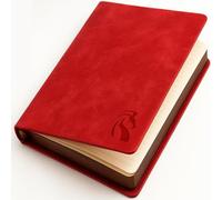 LeStallion Red Notebook For Writing - 120GSM A5 Red Journal For Fountain Pens - 210 Numbered Pages, Table Contents | High End Soft Cover Faux Leather Journal