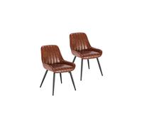 Lestarain Dining Chairs Set of 2 Vintage Kitchen Counter Chairs Lounge Leisure Living Room Corner Chairs With Metal Legs PU Leather Seat and Back