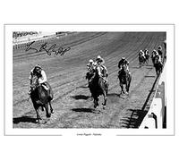 Lester Piggott Signed Photo Print Pre Printed Signature Nijinsky - The 1970 Derby - Horse Racing Autograph Gift, Black And White, 12x8 Inches 304.8 mm x 203.2 mm