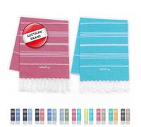LeStoff 2 Hammam Towels/Beach Towels, Organic Cotton, 95x180, Fuchsia/Aqua