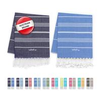 LeStoff 2 Hammam Towels/Beach Towels, Organic Cotton, 95x180, Navy/Sky Blue